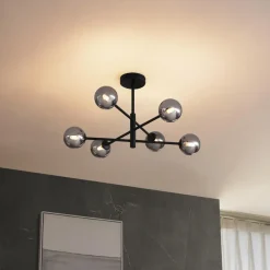 Qazqa plafondlampen ryan zwart g9