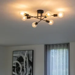 Qazqa plafondlampen sydney zwart e27