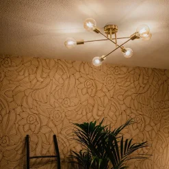 Qazqa plafondlampen sydney goudkleurig e27