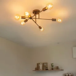 Qazqa plafondlampen sydney bruin e27