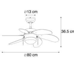 Qazqa plafondventilatoren fresh zwart e14
