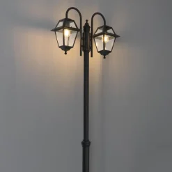 Qazqa staande buitenlampen berta zwart e27