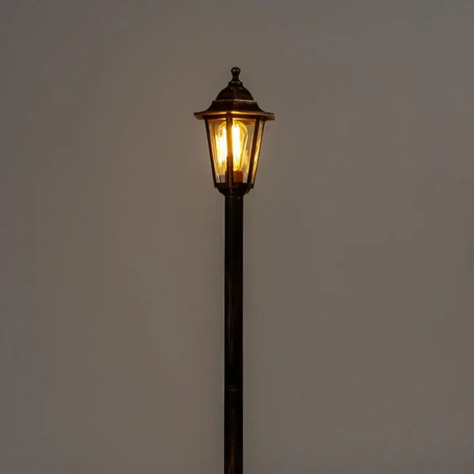 Qazqa staande buitenlampen new haven goudkleurig e27