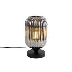 Qazqa tafellampen banci zwart e27