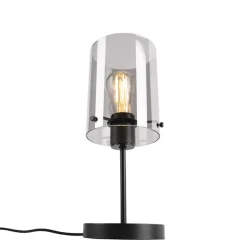 Qazqa tafellampen dome zwart e27