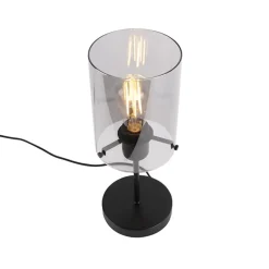 Qazqa tafellampen dome zwart e27