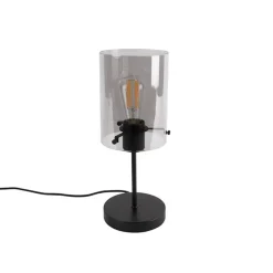 Qazqa tafellampen dome zwart e27