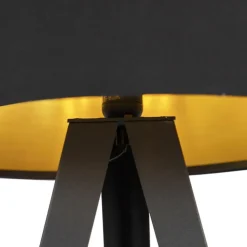 QAZQA Vloerlamp met kap zwart en gouden binnenkant - Tripe