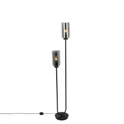 Qazqa vloerlampen laura grijs e27