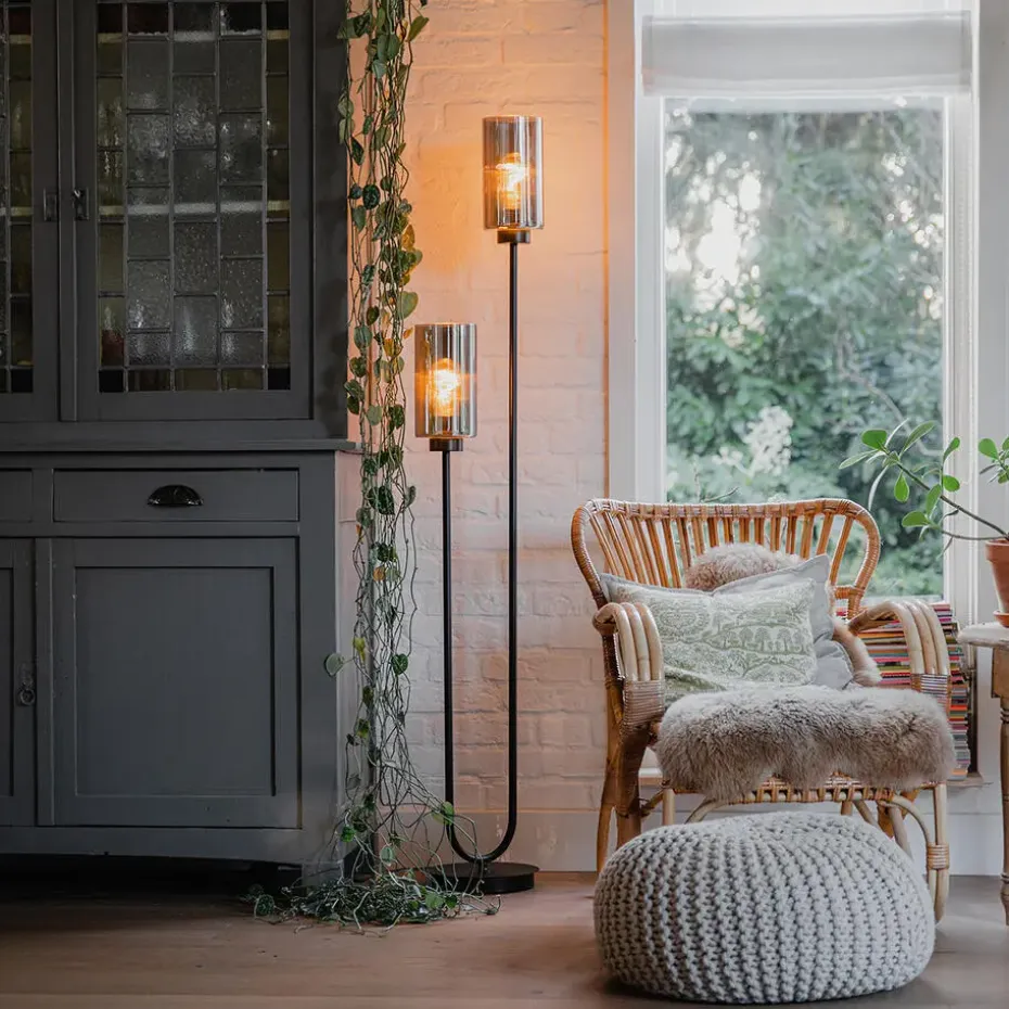 Qazqa vloerlampen laura grijs e27