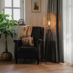 Qazqa vloerlampen manila beige e27