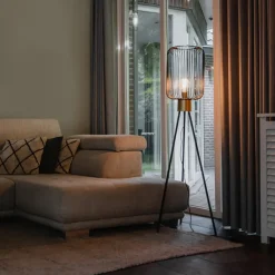 Qazqa vloerlampen mayelle zwart e27