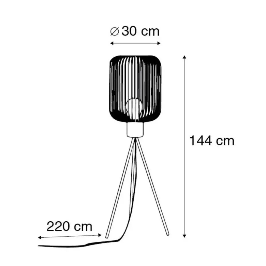 Qazqa vloerlampen mayelle zwart e27