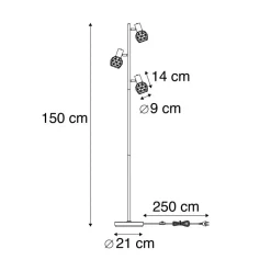 Qazqa vloerlampen mesh goudkleurig e14