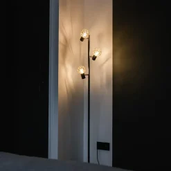 Qazqa vloerlampen mesh goudkleurig e14