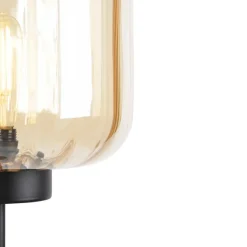 Qazqa vloerlampen qara beige e27