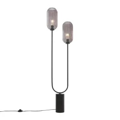 Qazqa vloerlampen rid zwart e27