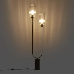 Qazqa vloerlampen rid zwart e27