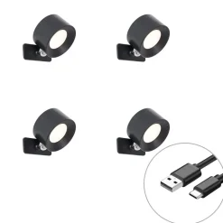 Qazqa wandlampen bright zwart geïntegreerde led