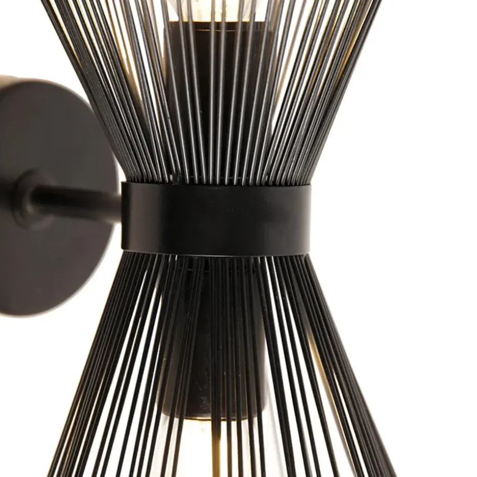 Qazqa wandlampen broom zwart e27