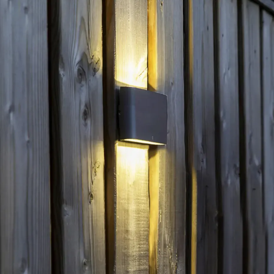 Qazqa wandlampen buiten batt grijs geïntegreerde led