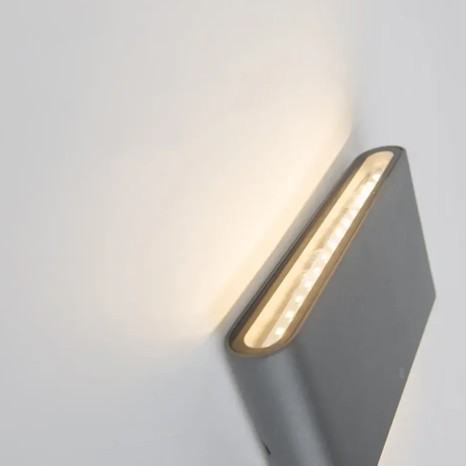 Qazqa wandlampen buiten batt grijs geïntegreerde led