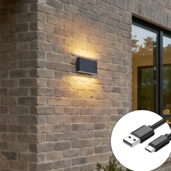 Qazqa wandlampen buiten batt zwart geïntegreerde led