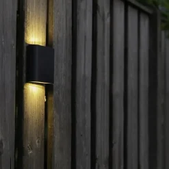 Qazqa wandlampen buiten batt grijs geïntegreerde led