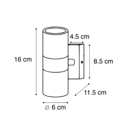 Qazqa wandlampen buiten duo grijs gu10