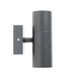 Qazqa wandlampen buiten duo grijs gu10