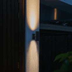 Qazqa wandlampen buiten duo zwart gu10