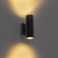 Qazqa wandlampen buiten duo zwart gu10