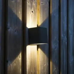 Qazqa wandlampen buiten evi grijs geïntegreerde led