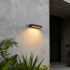 Qazqa wandlampen buiten hannah bronskleurig geïntegreerde led