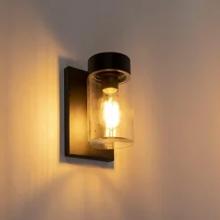 Qazqa wandlampen buiten jarra zwart e27