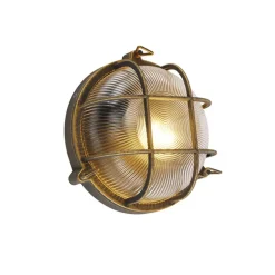 Qazqa wandlampen buiten nautica goudkleurig e27