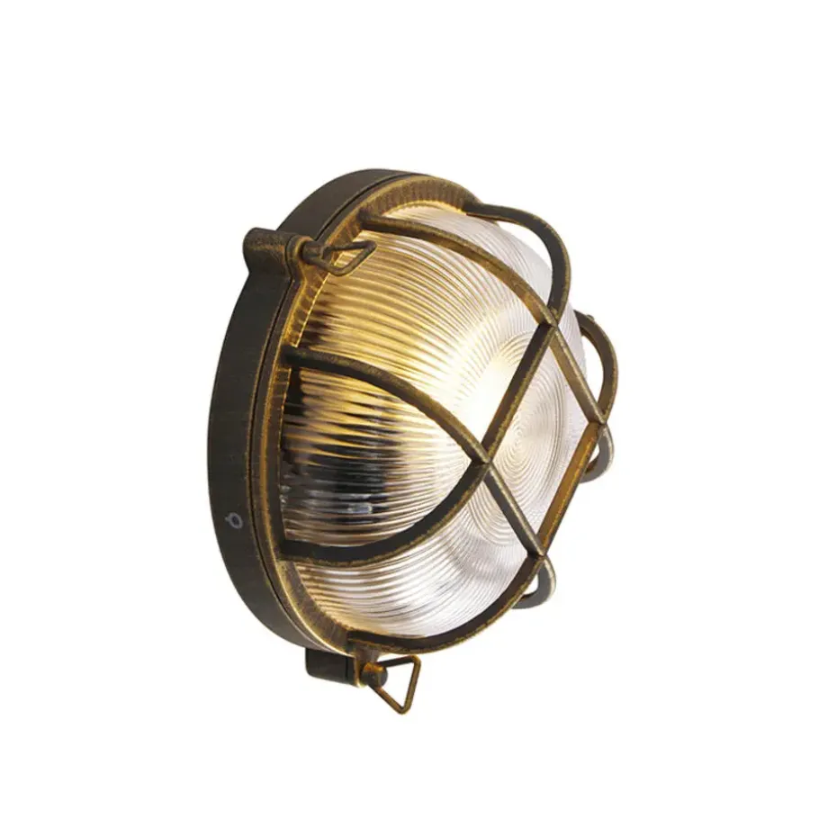 Qazqa wandlampen buiten nautica goudkleurig e27