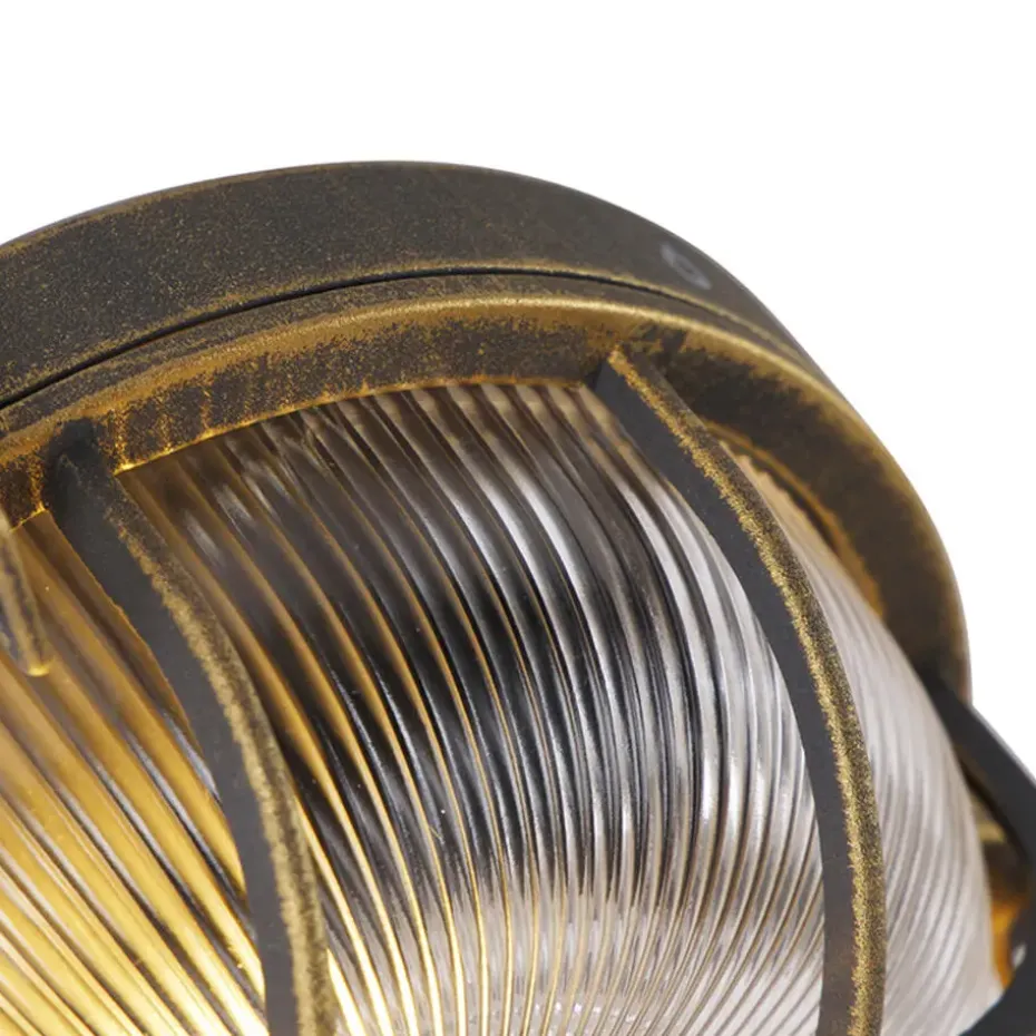 Qazqa wandlampen buiten nautica goudkleurig e27