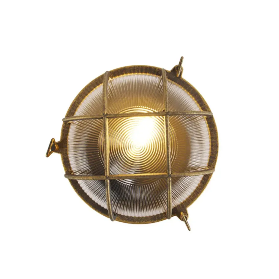 Qazqa wandlampen buiten nautica goudkleurig e27