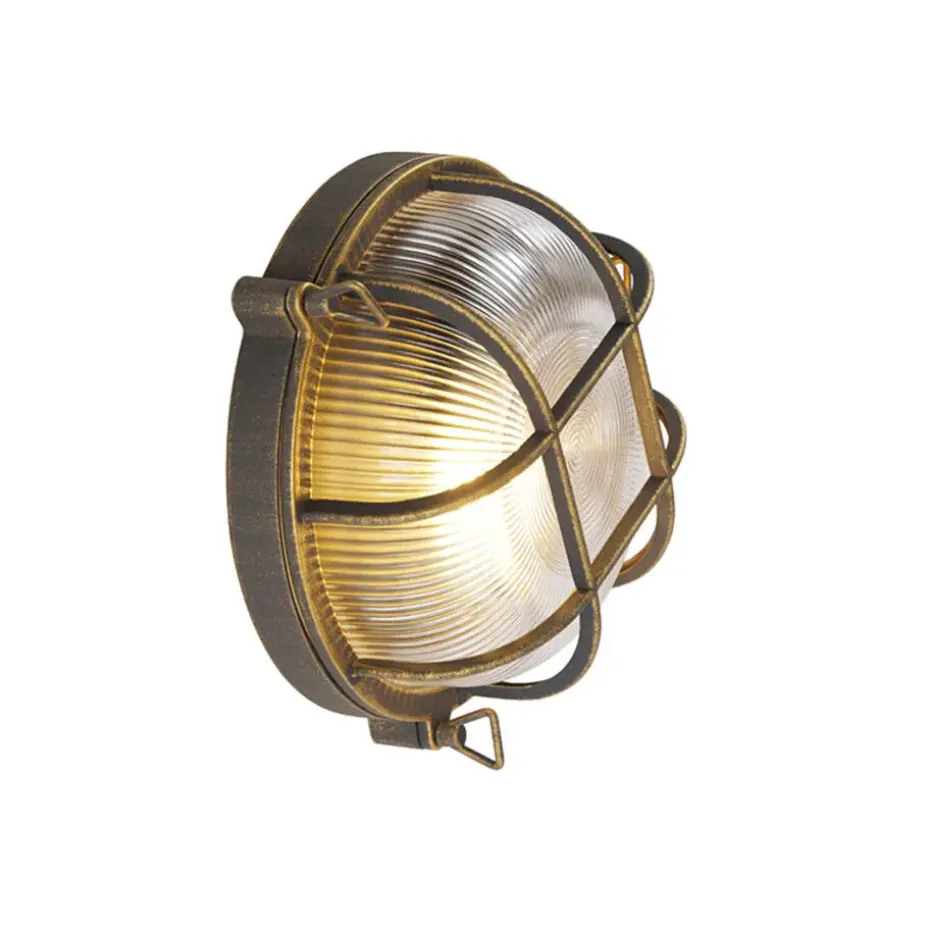 Qazqa wandlampen buiten nautica goudkleurig e27