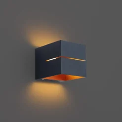 Qazqa wandlampen joris groove zwart geïntegreerde led