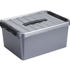 Q-line opbergbox 15L metaal zwart