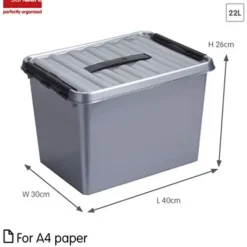 Q-line opbergbox 22L metaal zwart