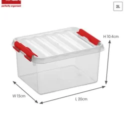 Q-line opbergbox 2L transparant rood