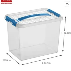 Q-line opbergbox 9L transparant blauw