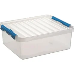 Q-line opbergbox 25L transparant blauw