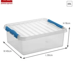 Q-line opbergbox 25L transparant blauw