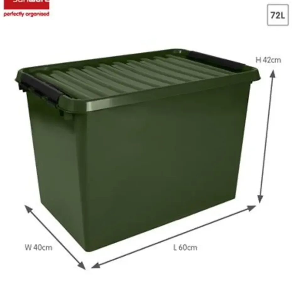 Q-line opbergbox recycled 72L groen zwart