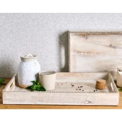 QUENA - Set van 2 dienbladen - Lichtbruin - Mangohout