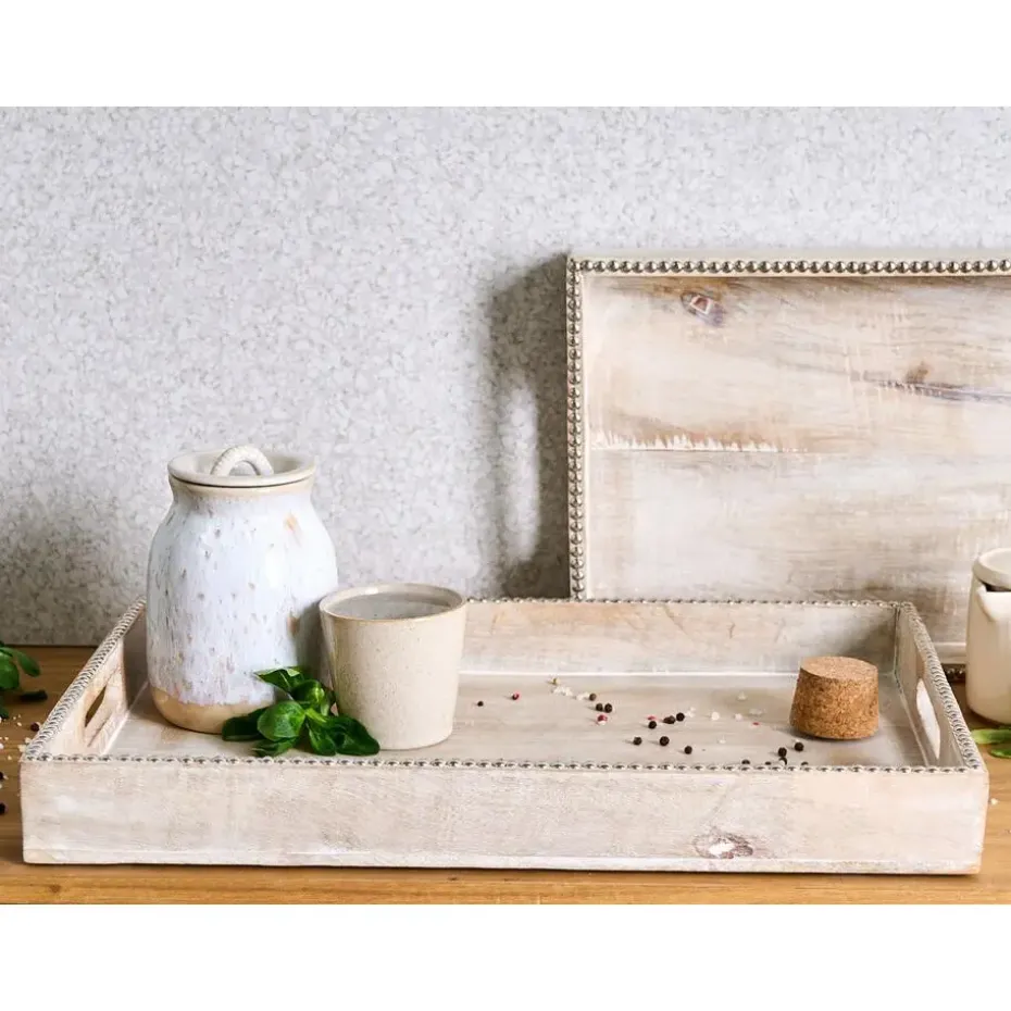 QUENA - Set van 2 dienbladen - Lichtbruin - Mangohout